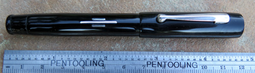 HILTON LONG ISLAND #KK3S BLACK CELLULOID PEN W/ WHITE GOLD FILLED INLAYS